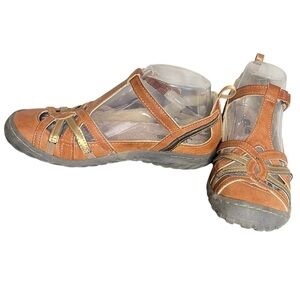 NWOB JBU by Jambu Dove‎ Leather/Textile Mary Jane Flat Brown/Tan Women’s Size 7